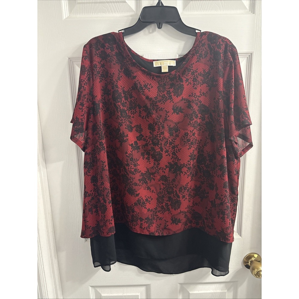 Michael Kors Red/Black Blouse Size 2X